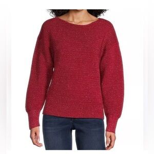 NWT Tommy Bahama Red with gold shimmer Women's Crew Neck Sweater